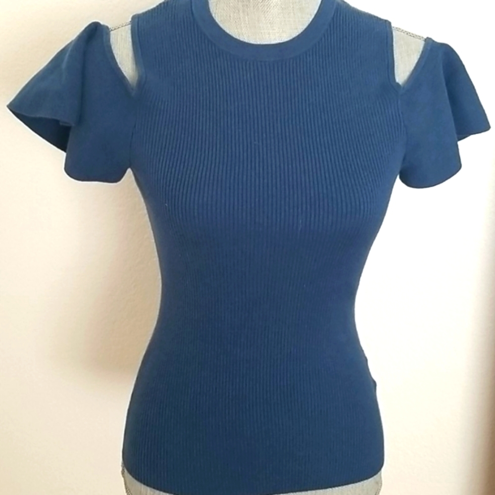 WHBM Cold-shoulder Flutter Sleeve Top